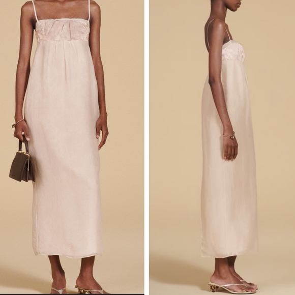 Zara Limited Edition Mixed Organza Midi Dress linen dusty pink studio - Picture 3 of 14